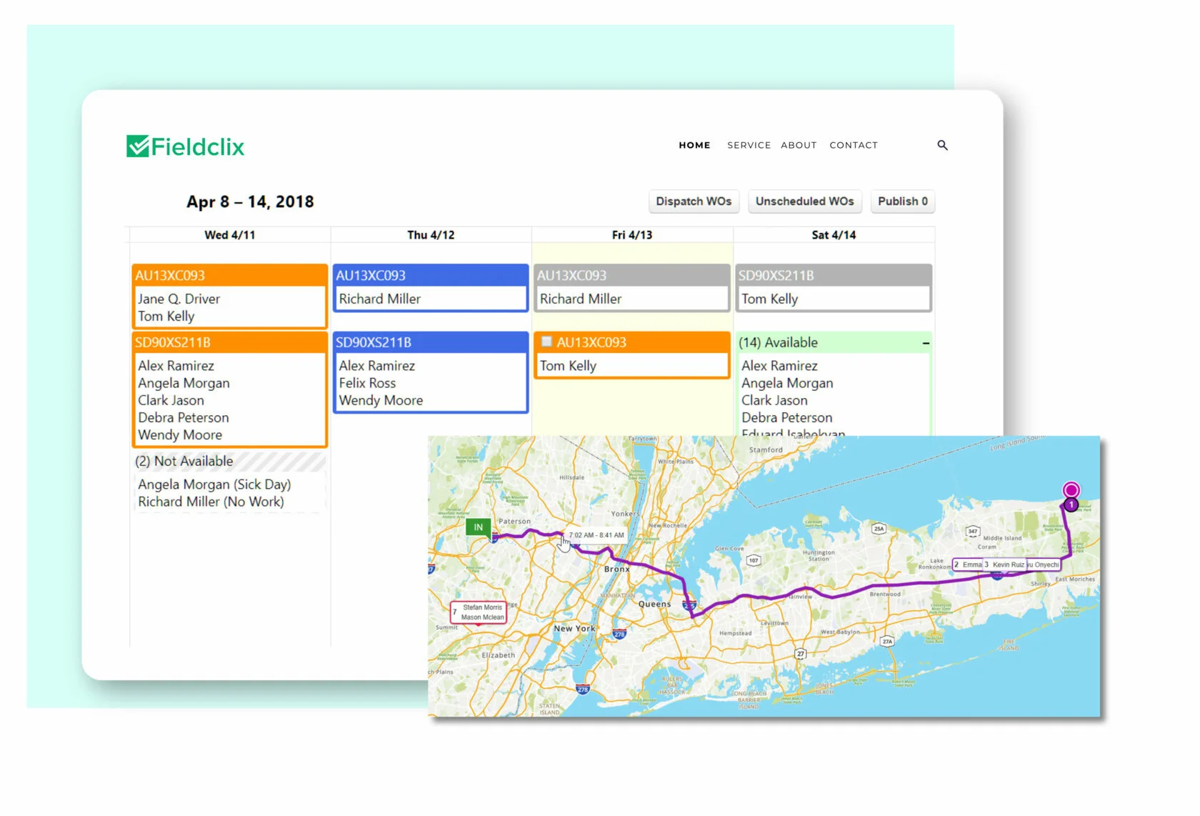 Construction workers using time tracking software